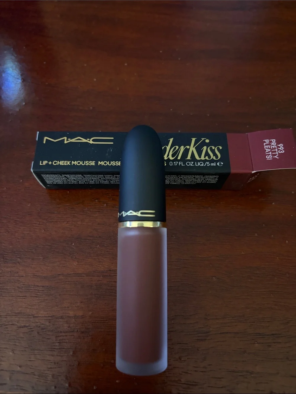 MAC Cosmetics Powder Kiss Lip + Cheek Mousse - Deep Wine “ Pretty Pleats!”